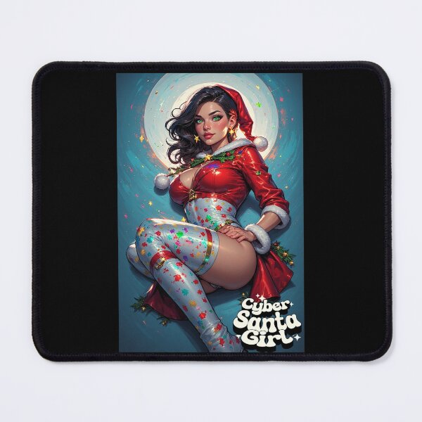 Item preview, Cyber Santa Girl — Futuristic Christmas Pin-Up with Neon Retro Glam designed and sold by Mark Mentzer.
