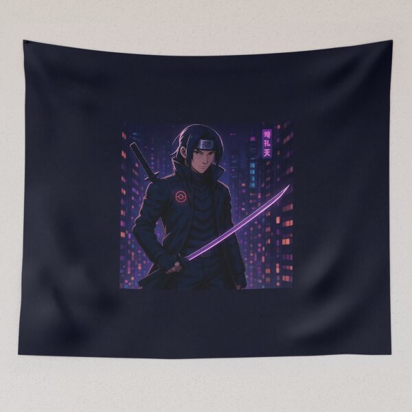 Artikelvorschau, Naruto - Itachi Uchiha Cyberpunk Neon City entworfen und verkauft von AnimeShin.