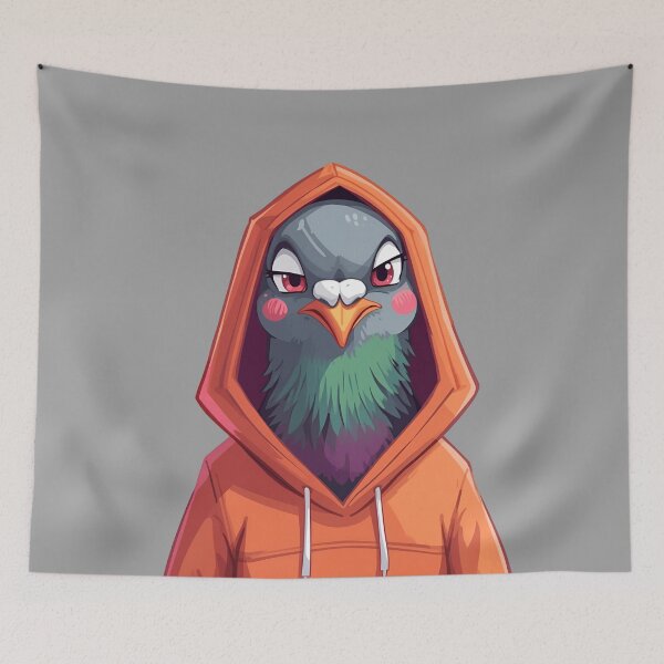 Item preview, Streetwise Pigeon in Orange Hoodie – Urban Bird Art designed and sold by Ivy-Triggs.
