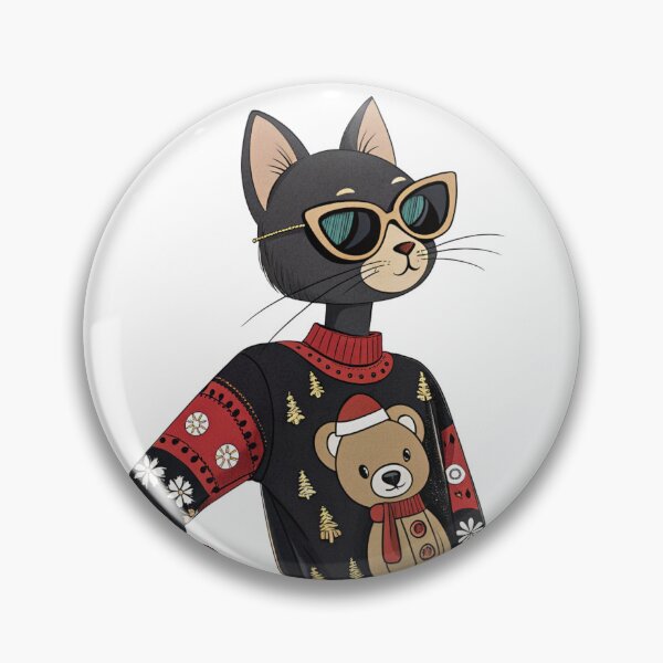 Item preview, Stylish Black Cat in Luxury Christmas Sweater – Cute Holiday Fashion Snowman Design by Vivo Studio designed and sold by VivoStudio.