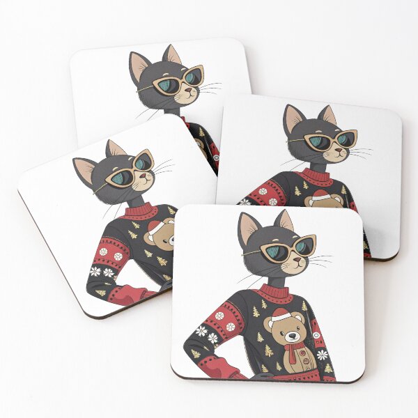 Item preview, Stylish Black Cat in Luxury Christmas Sweater – Cute Holiday Fashion Snowman Design by Vivo Studio designed and sold by VivoStudio.