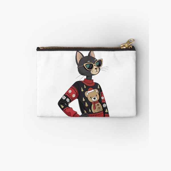 Item preview, Stylish Black Cat in Luxury Christmas Sweater – Cute Holiday Fashion Snowman Design by Vivo Studio designed and sold by VivoStudio.