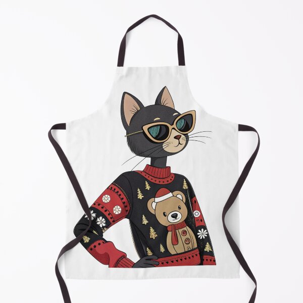 Item preview, Stylish Black Cat in Luxury Christmas Sweater – Cute Holiday Fashion Snowman Design by Vivo Studio designed and sold by VivoStudio.