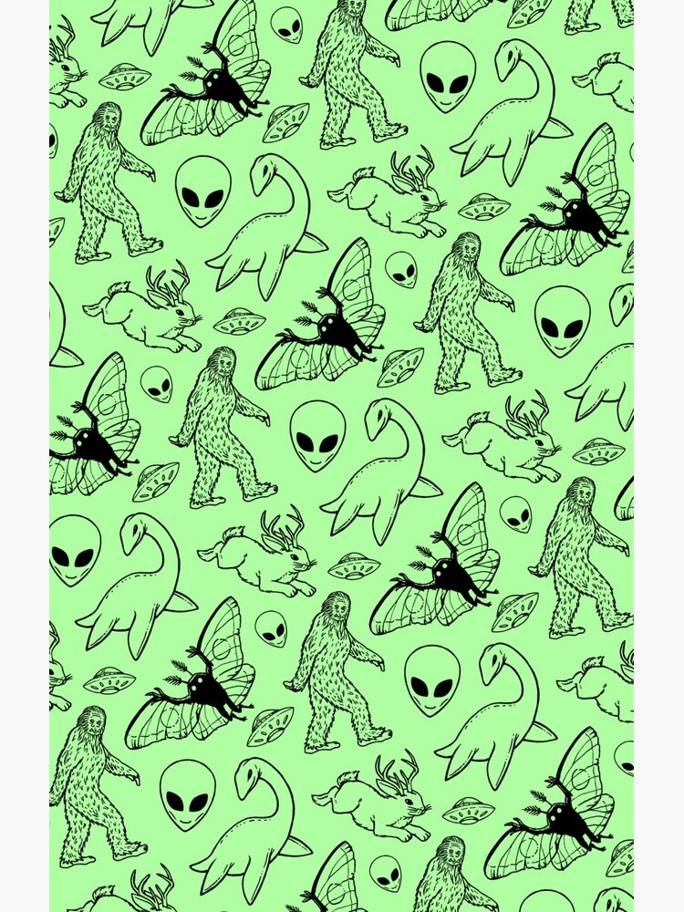 Cryptid Pattern (Green Background) by dianeleonardart