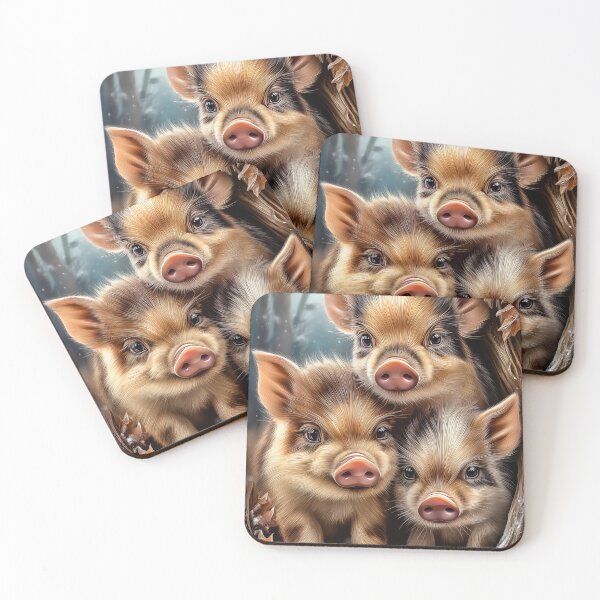 Item preview, Wild boar Piglets in Winter Scene designed and sold by PetsArt.