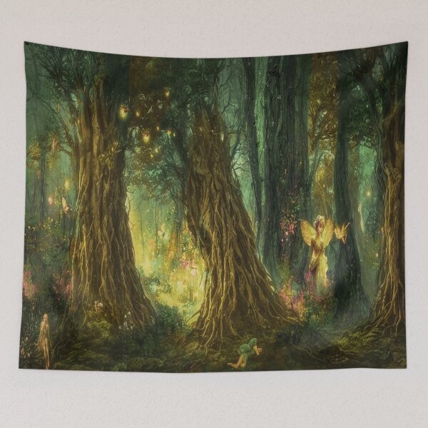 Item preview, Dreamy Mystic Forest — Fantasy Landscape Illustration designed and sold by Vintage by Kaya.