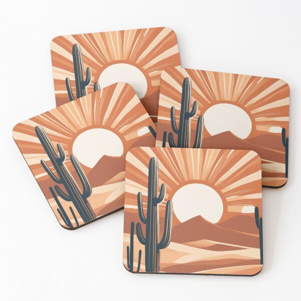 Item preview, Retro Sunburst Desert Poster | Boho Earth Tone Wall Art designed and sold by Esterlane.