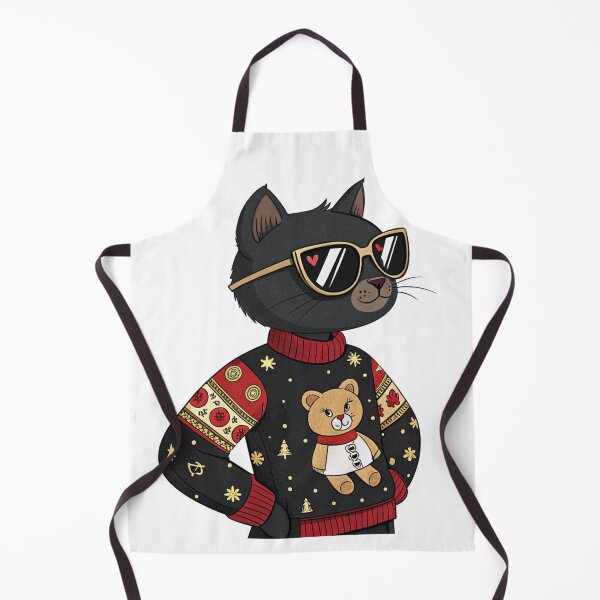 Item preview, Stylish Black Cat in Christmas Sweater – Cute Holiday Cat Art by Vivo Studio designed and sold by VivoStudio.