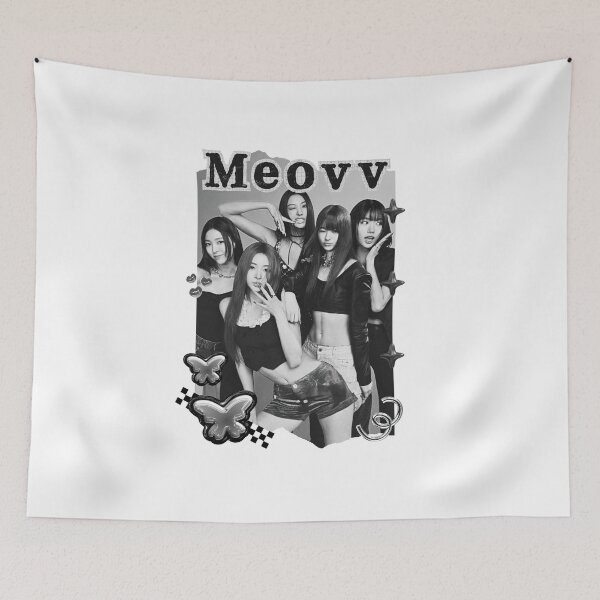 Item preview, MEOVV Kpop Girl group K-music south korean girl group Black and White Collage Digital Art Portrait designed and sold by AJUNICE STUDIO.