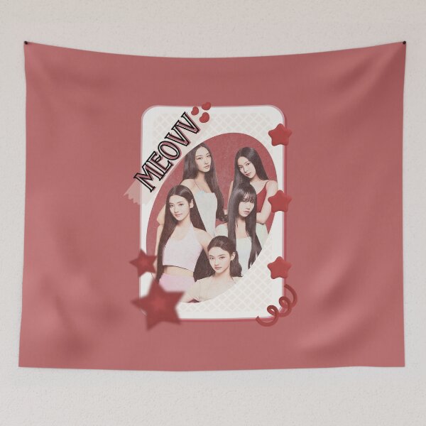 Item preview, MEOVV Kpop Girl group K-music south korean girl group Red Aesthetic Collage Design designed and sold by AJUNICE STUDIO.