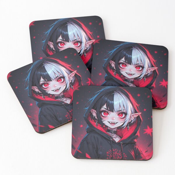 Item preview, “Kawaii Demon Girl With Glowing Red Eyes – Cute Devil Anime Art by NegarTv Designs” designed and sold by NegarTv Designs.