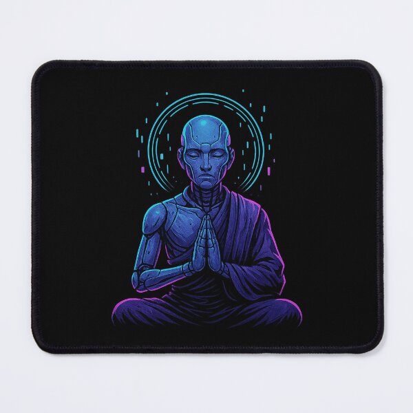 Item preview, Cybernetic Monk Ascension – Robotic Enlightenment Glow Portrait designed and sold by AddictiveDesign.