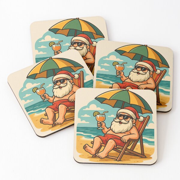 Item preview, Tropical Beach Santa Christmas Illustration designed and sold by MIArt Studio.