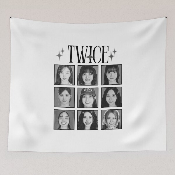 Item preview, TWICE Kpop Girl Group Pink Collage Design K-music south korean Black And White designed and sold by AJUNICE STUDIO.