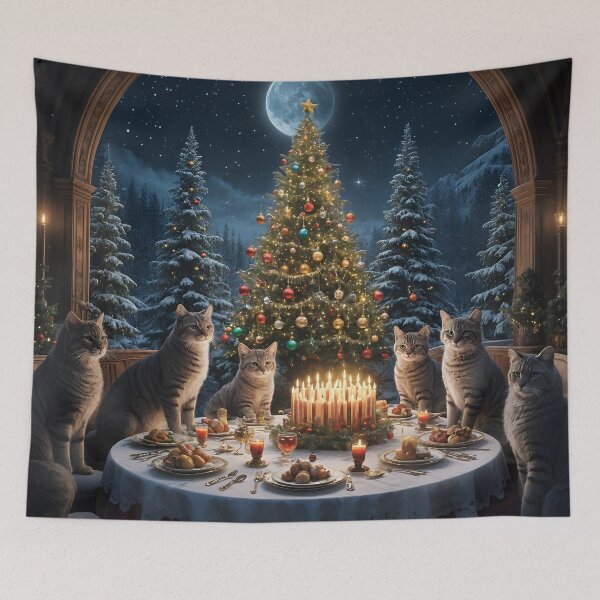 Item preview, Christmas Eve in a happy cat family designed and sold by KunstGeist.