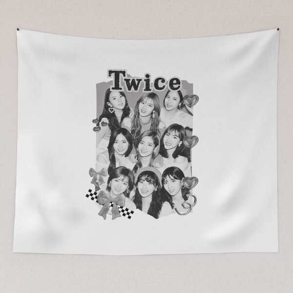 Item preview, TWICE Kpop Girl group K-music south korean girl group Black and White Collage Digital Art Portrait designed and sold by AJUNICE STUDIO.