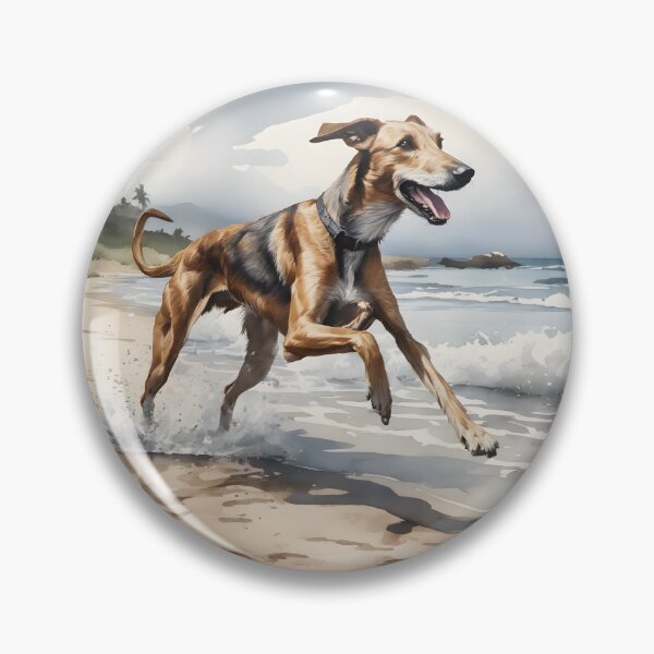 Item preview, Happy Lurcher Running Along The Shore designed and sold by jamesgerardking.