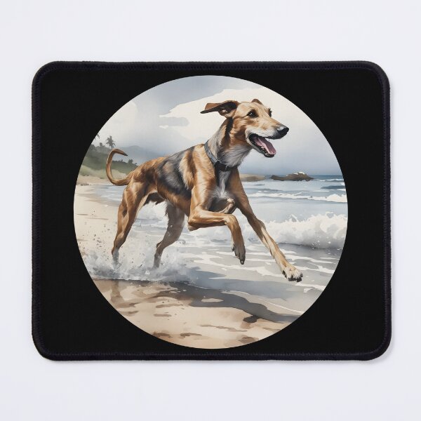 Item preview, Happy Lurcher Running Along The Shore designed and sold by jamesgerardking.