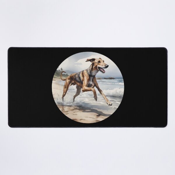 Item preview, Happy Lurcher Running Along The Shore designed and sold by jamesgerardking.