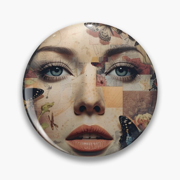 Item preview, Surreal Collage Portrait of a Woman with Butterflies and Flowers designed and sold by CosmicCutouts.