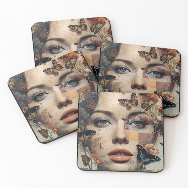 Item preview, Surreal Collage Portrait of a Woman with Butterflies and Flowers designed and sold by CosmicCutouts.