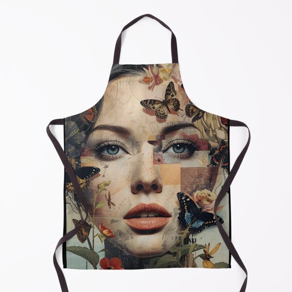 Item preview, Surreal Collage Portrait of a Woman with Butterflies and Flowers designed and sold by CosmicCutouts.