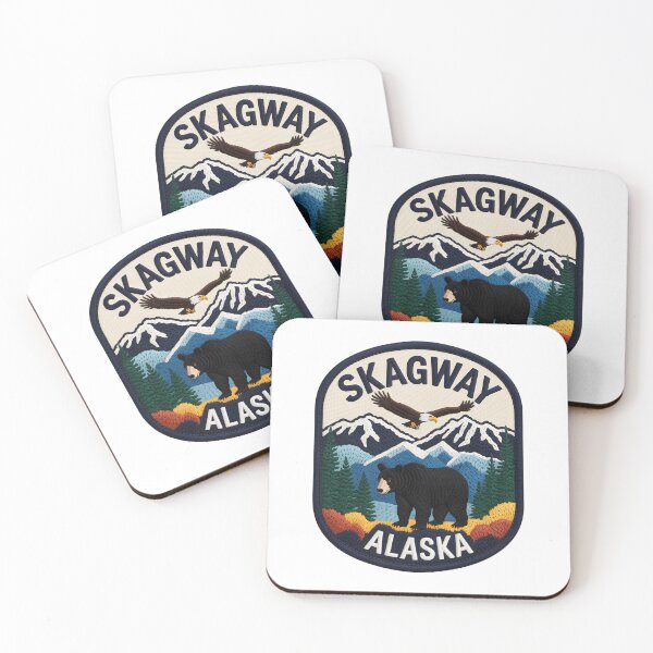 Item preview, Alaska Skagway – Wildlife Mountain Adventure Emblem designed and sold by JessArty ⭐⭐⭐⭐⭐.