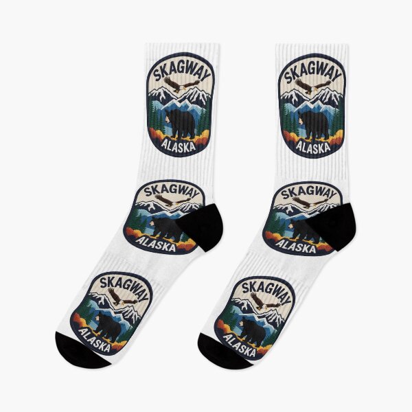 Item preview, Alaska Skagway – Wildlife Mountain Adventure Emblem designed and sold by JessArty ⭐⭐⭐⭐⭐.