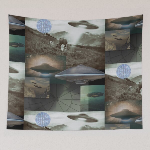 Item preview, Flying Saucer Invasion Montage Spaceship Design designed and sold by EarthArtDesigns.