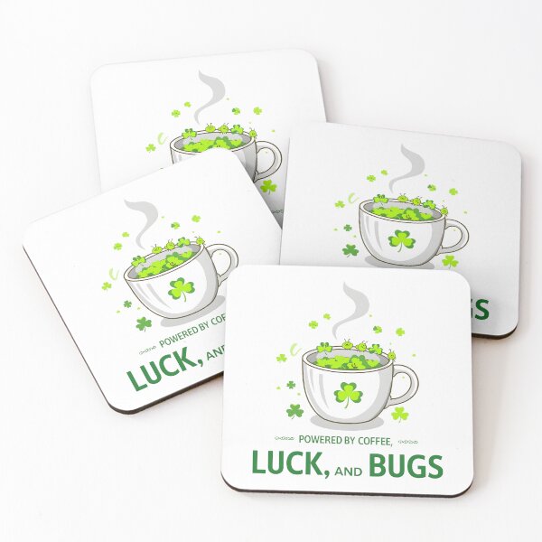 Item preview, Festive Saint Patrick Day coffee cup design with glowing green shamrocks playful cartoon bugs and Celtic accents for cheerful designed and sold by ArtPetrenko90.