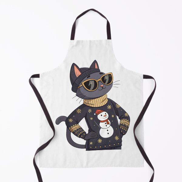 Item preview, Cool Black Cat in Snowman Christmas Sweater – Cute Winter Holiday Art by Vivo Studio designed and sold by VivoStudio.