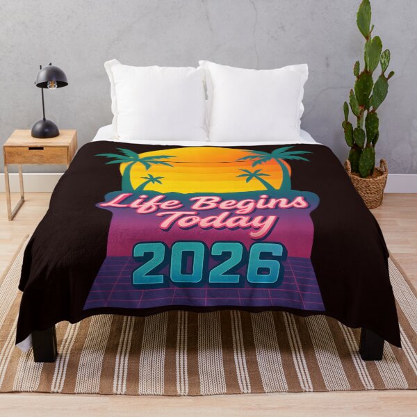Item preview, Life Begins Today 2026 – Retro Sunset Vaporwave Design designed and sold by ArtSpark Studio.