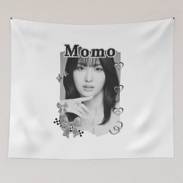 Item preview, TWICE Momo Kpop Girl group K-music south korean girl group Black and White Collage Digital Art Portrait designed and sold by AJUNICE STUDIO.