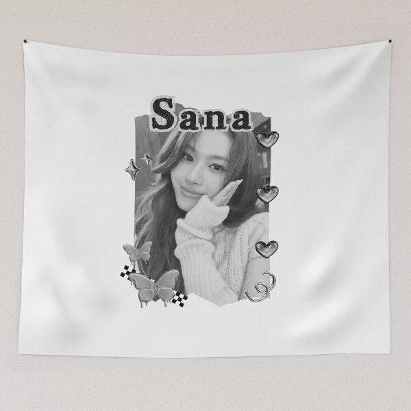 Item preview, TWICE Sana Kpop Girl group K-music south korean girl group Black and White Collage Digital Art Portrait designed and sold by AJUNICE STUDIO.