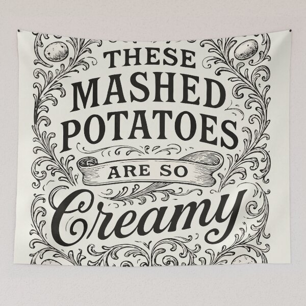 Item preview, These Mashed Potatoes Are So Creamy - Funny Victorian Vintage Typography designed and sold by MAGICKEY2024.
