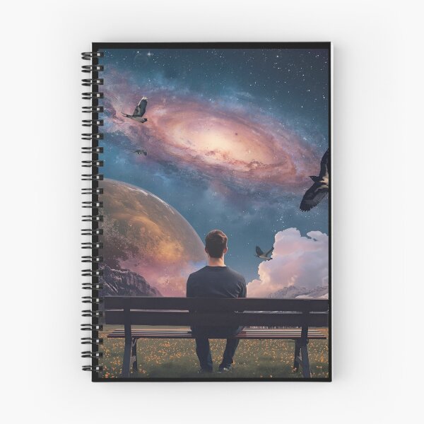 Item preview, Man Sitting on Bench Gazing at Cosmic Galaxies designed and sold by CosmicCutouts.