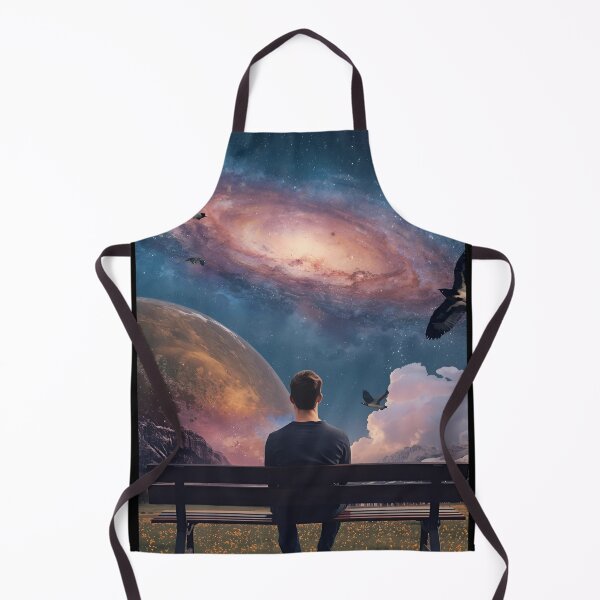 Item preview, Man Sitting on Bench Gazing at Cosmic Galaxies designed and sold by CosmicCutouts.