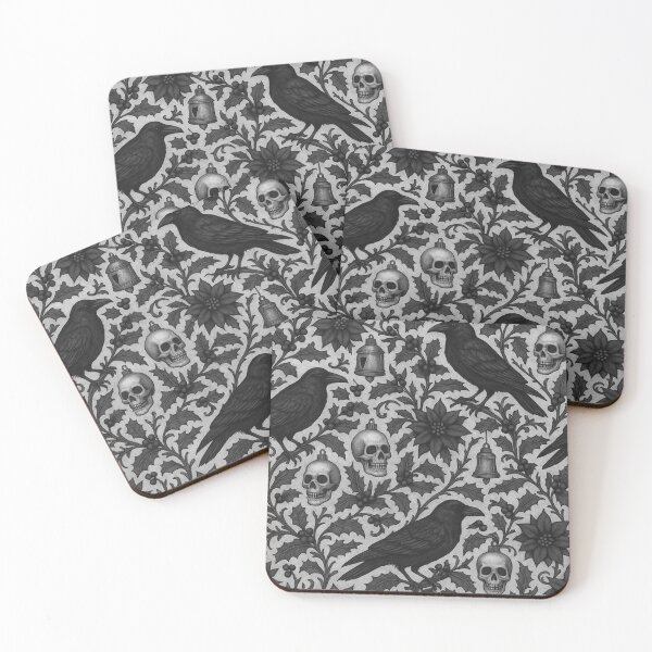 Item preview, Gothic Christmas Ravens & Skulls – Dark Floral Pattern designed and sold by cabuks.