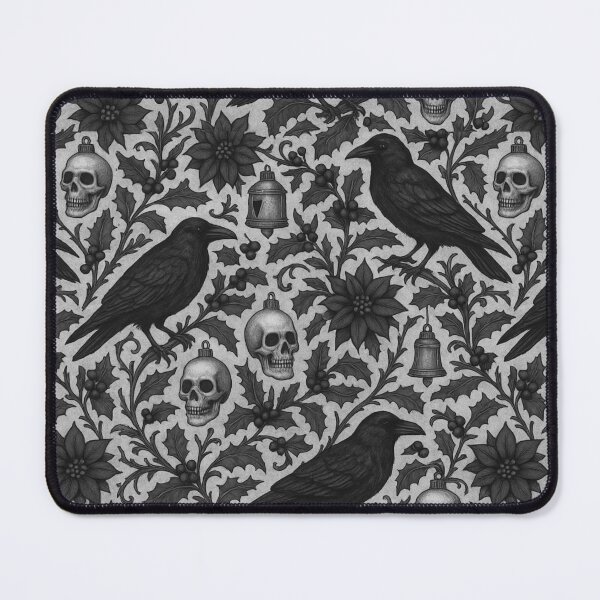 Item preview, Gothic Christmas Ravens & Skulls – Dark Floral Pattern designed and sold by cabuks.