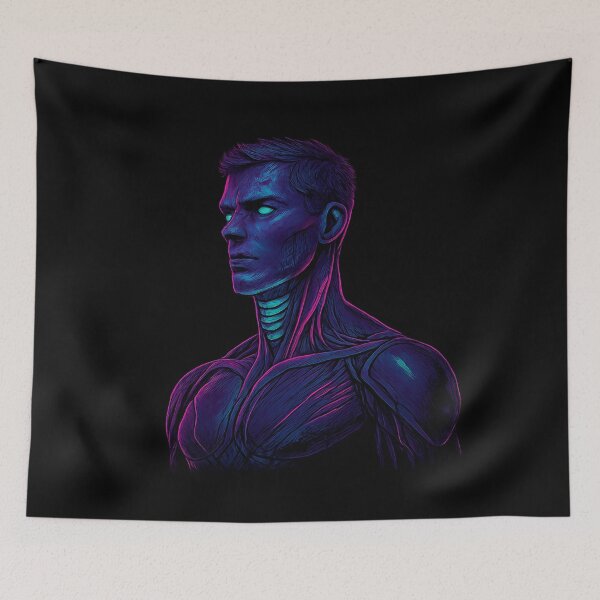 Item preview, Neon Synth Sentinel – Cyberpunk Android Portrait designed and sold by AddictiveDesign.