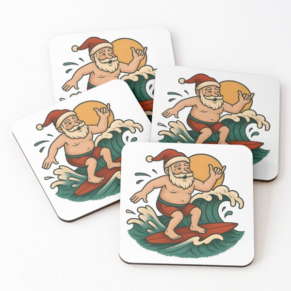 Item preview, Surfing Santa – Retro Sunset Christmas Waves designed and sold by Tattee.