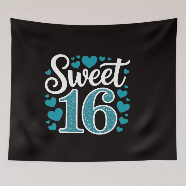 Item preview, Sweet 16 With Blue Hearts Clothing Teen Girl Birthday designed and sold by ControlCenter.