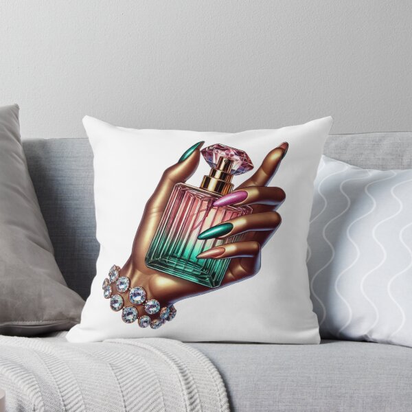 Item preview, Glam Perfume Bottle Illustration with Dark-Skin Hand & Metallic Nails designed and sold by Lulunza.