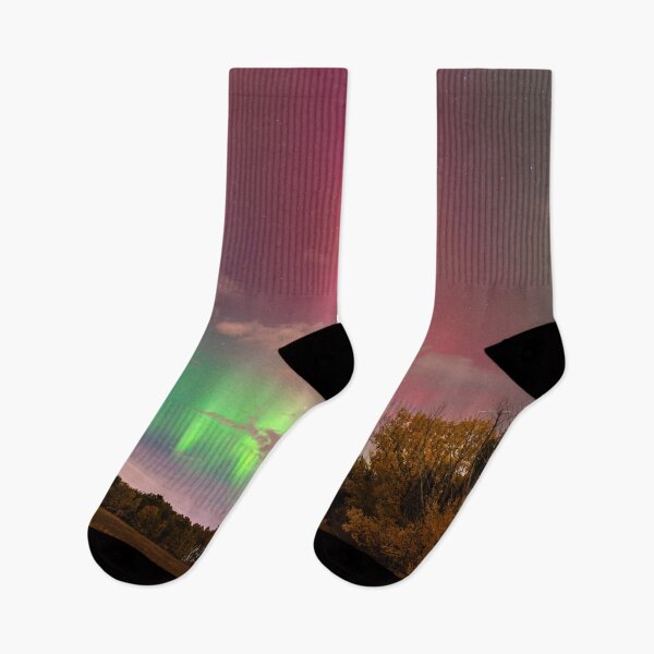 Item preview, Colourful Northern Lights Dancing Above Autumn Trees designed and sold by Amy Mitchell.