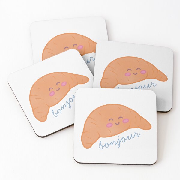 Item preview, bonjour cute smiling croissant designed and sold by winterpumpkin.
