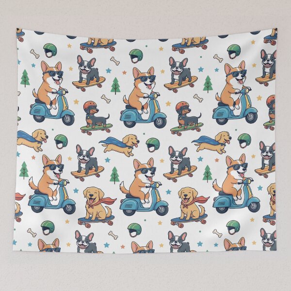 Item preview, Cool Dogs on Wheels – Cute Scooter & Skateboard Dog Pattern designed and sold by arnalogard.