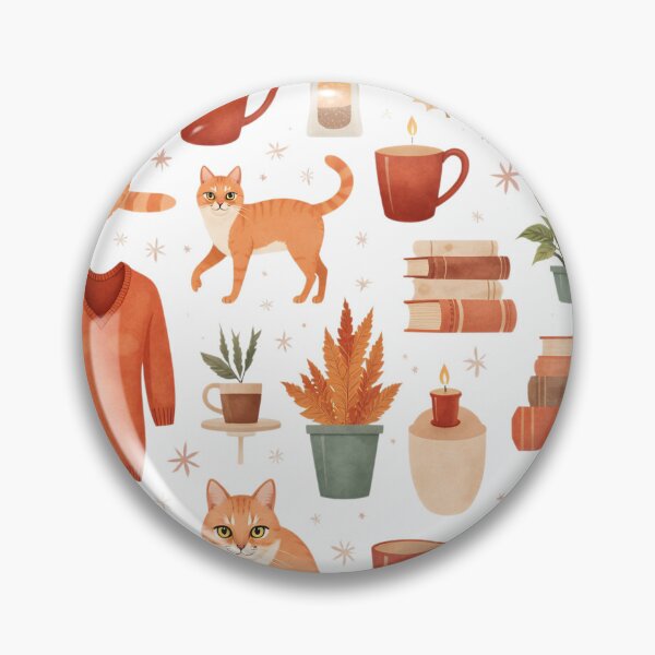 Item preview, Cozy autumn elements with cats, warm beverages, and fall decorations featuring books, plants, and cozy sweaters designed and sold by SpaceartLilu.
