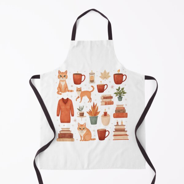 Item preview, Cozy autumn elements with cats, warm beverages, and fall decorations featuring books, plants, and cozy sweaters designed and sold by SpaceartLilu.