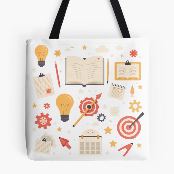 Item preview,  Creativity and learning tools  elemnts, symbols, featuring light bulbs, books, and notes designed and sold by SpaceartLilu.