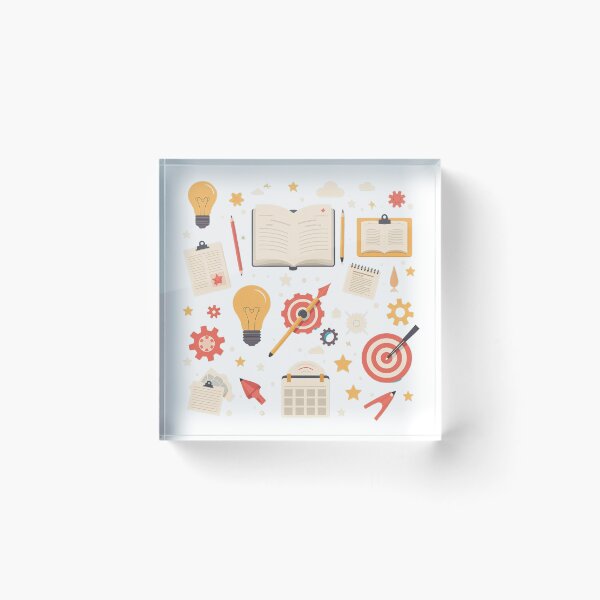 Item preview,  Creativity and learning tools  elemnts, symbols, featuring light bulbs, books, and notes designed and sold by SpaceartLilu.